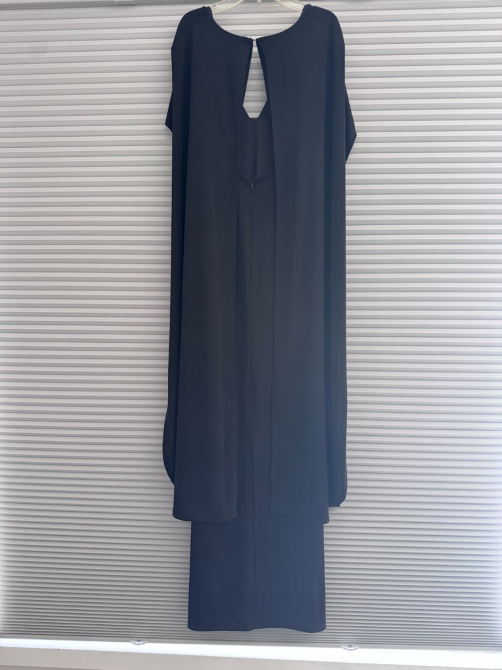ABS Collection by Allen Schwartz Cape Black Jersey Gown Maxi Dress Size 6 - Picture 7 of 12
